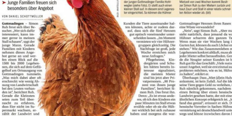 Hegau Bauer vermietet seine Hennen